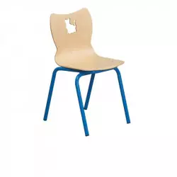 Chaise maternelle empilable assise coque et piétement bleu Chaise maternelle empilable assise coque et piétement bleu
