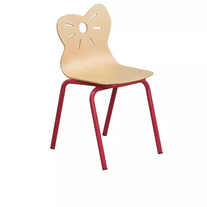 Chaise pour école maternelle assise coque et structure acier rouge