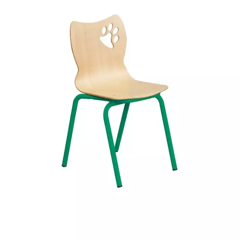 Chaise école maternelle assise coque piétement vert