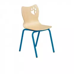 Chaise d'école maternelle à appui sur table piétement bleu