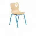 Chaise scolaire empilable appui sur table coque multiplis structure acier bleu clair Chaise scolaire empilable appui sur table coque multiplis structure acier bleu clair