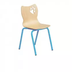 Chaise scolaire empilable appui sur table coque multiplis structure acier bleu clair
