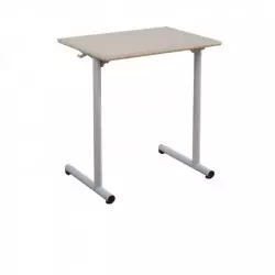 Table scolaire 1 place piétement gris
