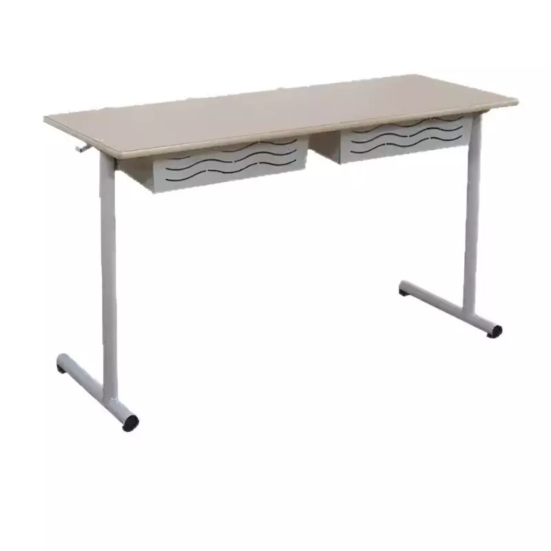 Table scolaire pour 2 élèves piétement gris