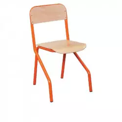 Chaise pour école maternelle empilable avec appui sur table, piétement orange