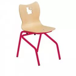 Chaise scolaire à coque avec structure rouge