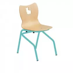 Chaise maternelle avec coque en multiplis et structure vert anis