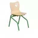 Chaise à coque pour école piétement vert