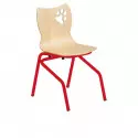 Chaise maternelle fixe coque multiplis et structure rouge
