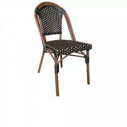 Chaise café en rotin noir et or