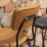 Tabouret professionnel bar avec dossier en cuir synthétique marron