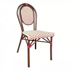 Chaise bistro extérieur crème et rouge
