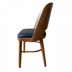 Chaise en bois pour restaurant avec assise vinyle noir