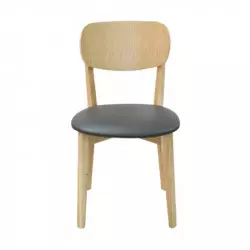 Chaise de bar pied en bois et assise vinyle gris