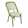 Chaise bistrot en rotin crème et vert d'eau
