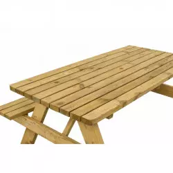 Table extérieure en bois avec plateau de 9 lames Table extérieure en bois avec plateau de 9 lames