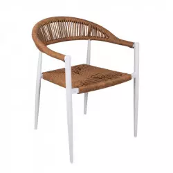 Fauteuil de terrasse pro en cordage structure blanche