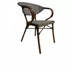 Chaise extérieure CHR aluminium effet bambou gris clair