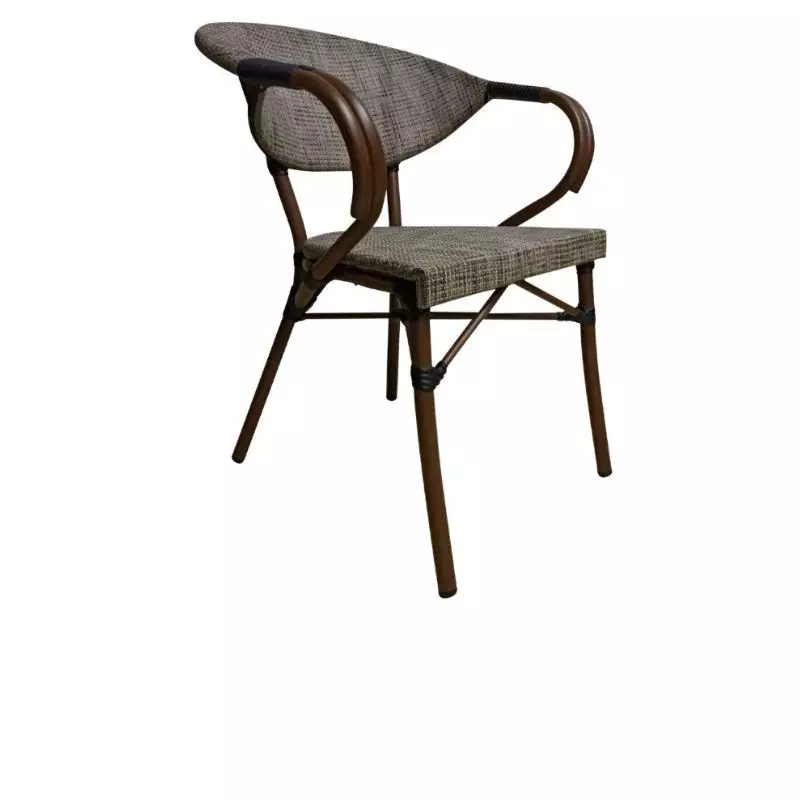 Chaise extérieure CHR aluminium effet bambou gris clair