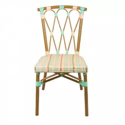Chaise aluminium et rotin bicolore