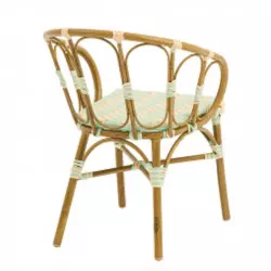 Fauteuil en aluminium finition bois assise tressé