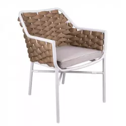 Fauteuil pour terrasse professionnelle blanc et taupe