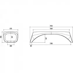 Dimensions de la banquette publique en polyéthylène