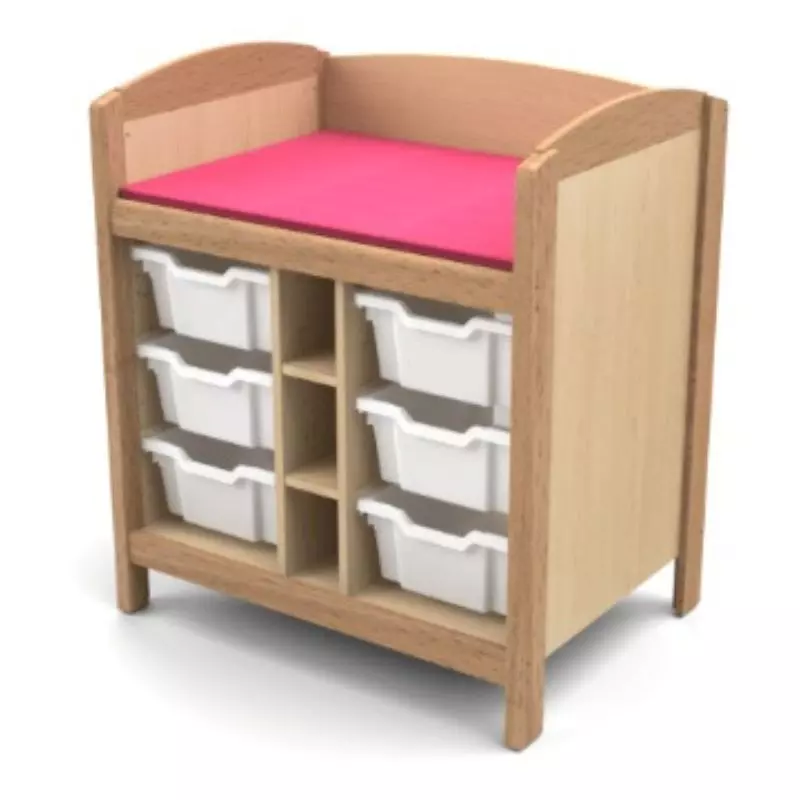 Meuble à casier avec tapis de change pour crèche