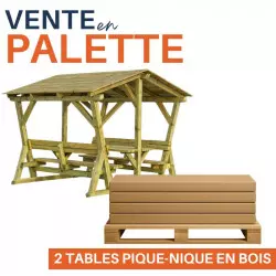 Table de picnic en bois avec toit - vente à la palette