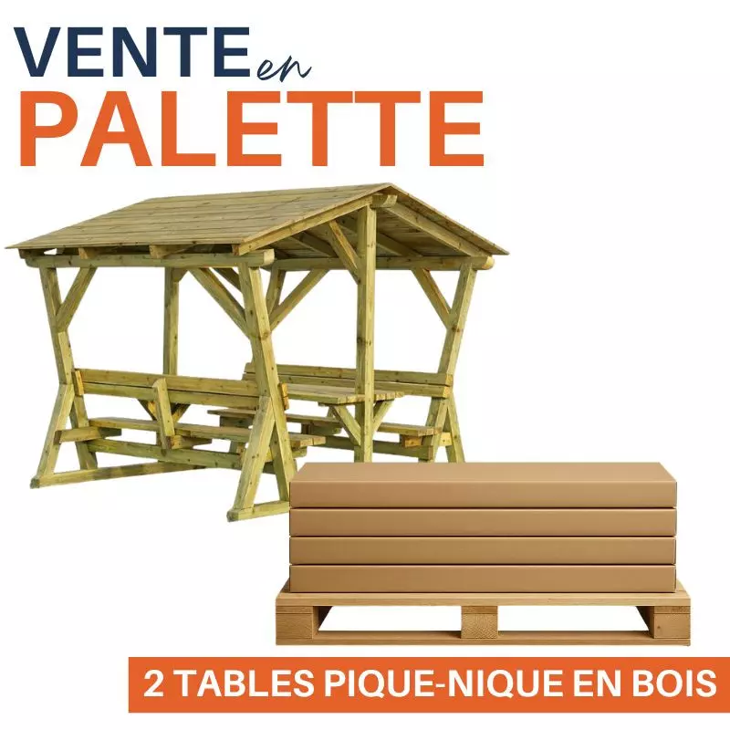 Table de picnic en bois avec toit - vente à la palette