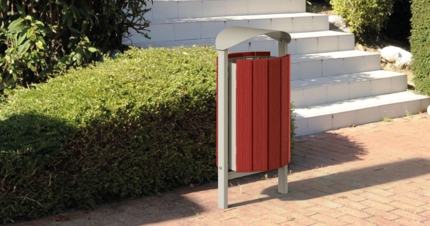 corbeille urbaine en bois et acier